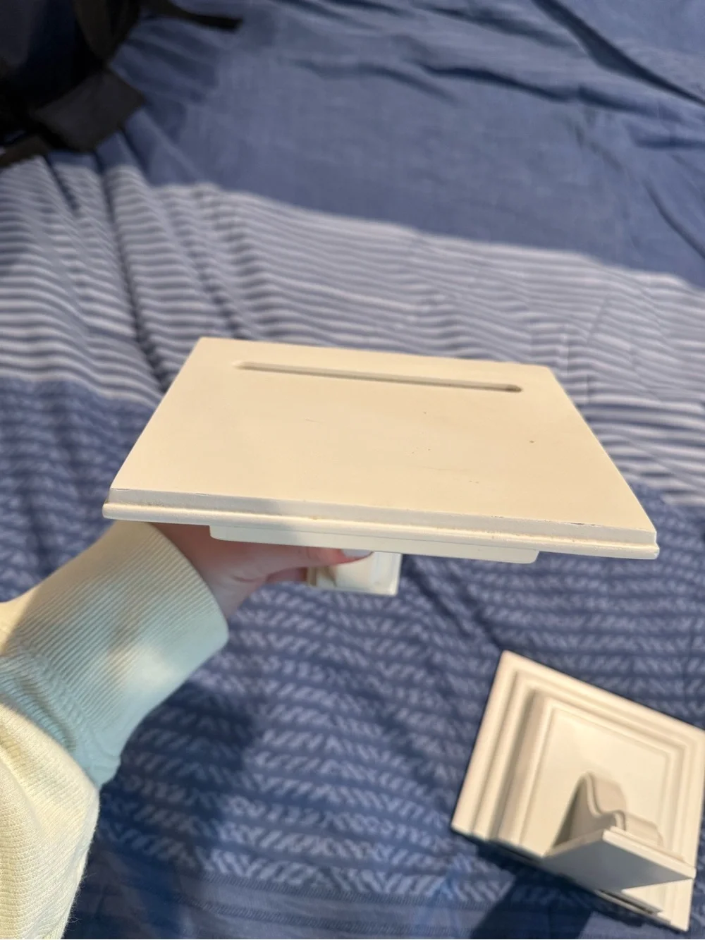 White wall shelves
